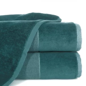 Ręcznik kąpielowy 50x90 cm bawełniany kolor ciemnoturkusowy z bordiurą z weluru 500 g/m2 LUCY