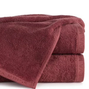 Ręcznik do rąk 30x50 cm bawełniany kolor ceglasty z haftowanym logiem Eva Minge 550 g/m2 VENUS