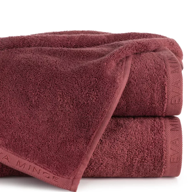 Ręcznik do rąk 30x50 cm bawełniany kolor ceglasty z haftowanym logiem Eva Minge 550 g/m2 VENUS