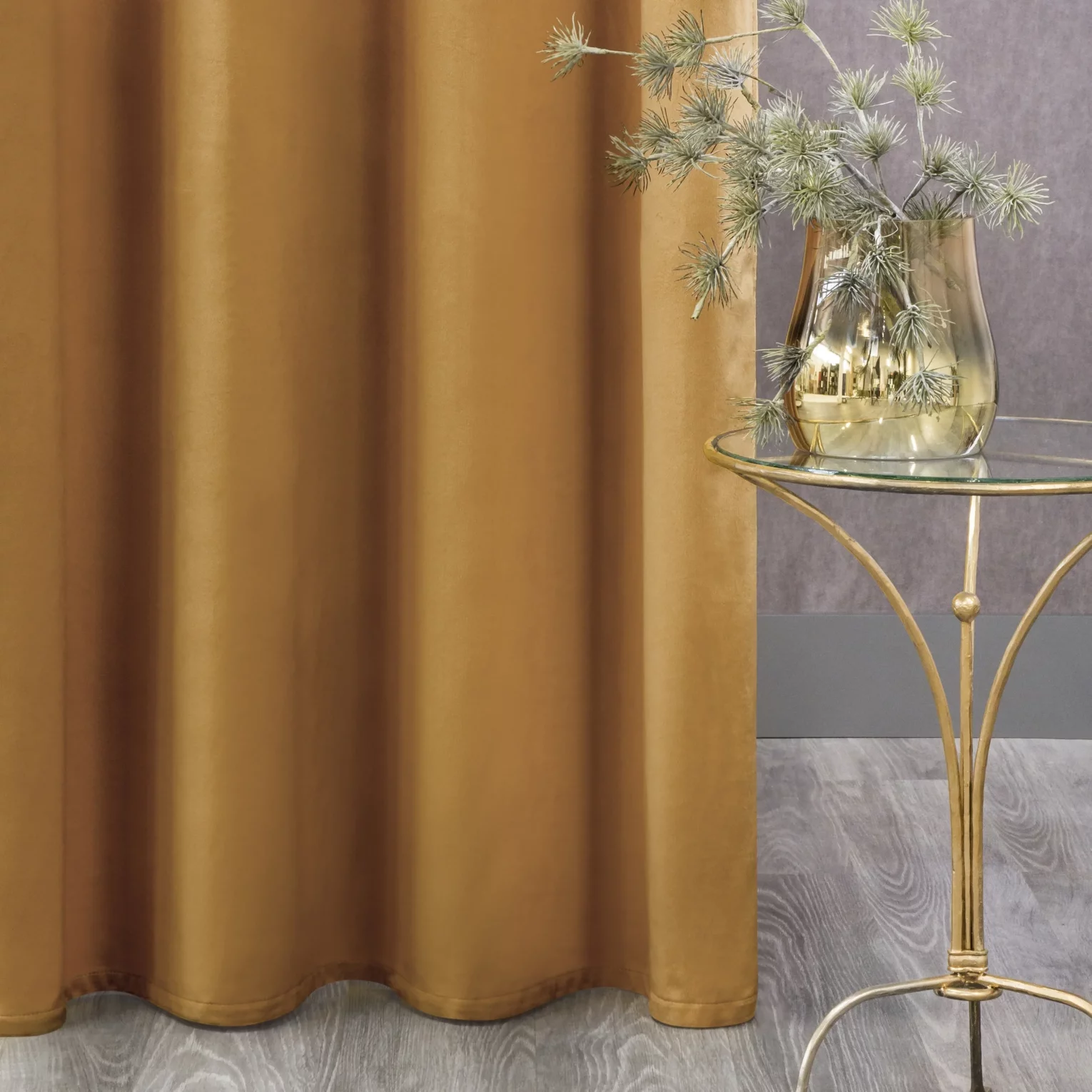 Zasłona welwetowa miodowa 140x250 cm przelotka - ROSA - Design 91