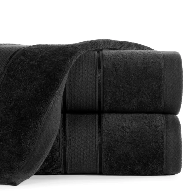 Ręcznik do rąk 30x50 cm bawełniany kolor czarny z welwetową bordiurą 500 g/m2 JESSI