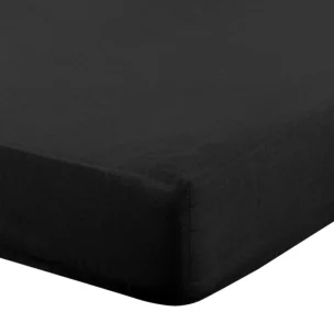 Prześcieradło z gumką 100x200 cm z bawełny kolor czarny 105 g/m2 BASIC