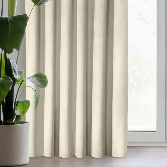 Zasłona welwetowa kremowa 140x270 cm taśma - ROSA - Design 91