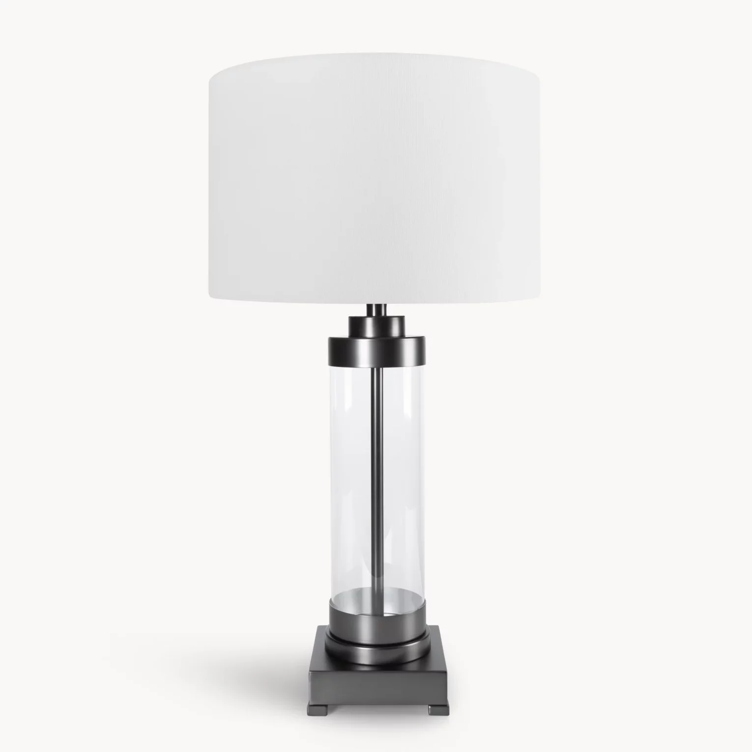 Lampa stołowa do pokoju biało, czarna o prostej szklanej podstawie 40 x 74 cm CLARA