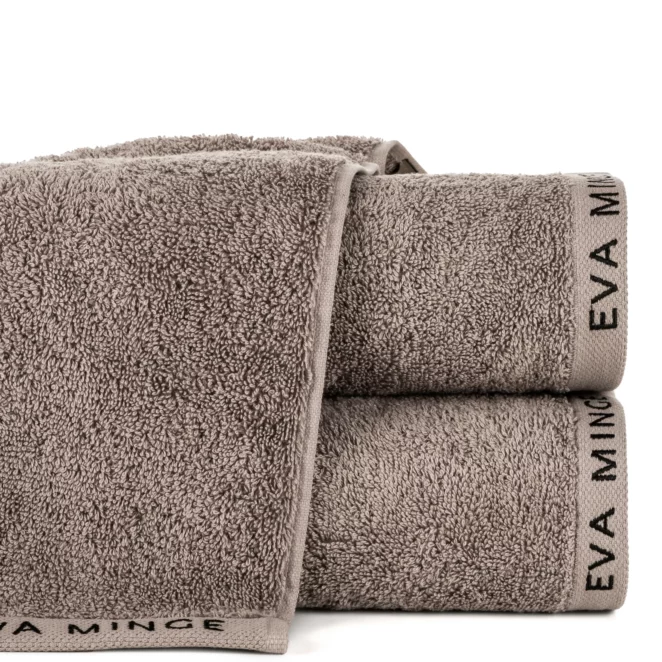 Ręcznik do rąk 30x50 cm bawełniany kolor beżowy z haftowanym logiem Eva Minge 550 g/m2 VENUS