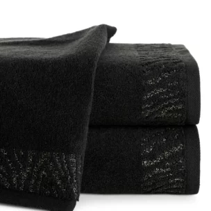 Ręcznik do rąk 30x50 cm bawełniany kolor czarny z ozdobną błyszczącą bordiurą 500 g/m2 MARGO