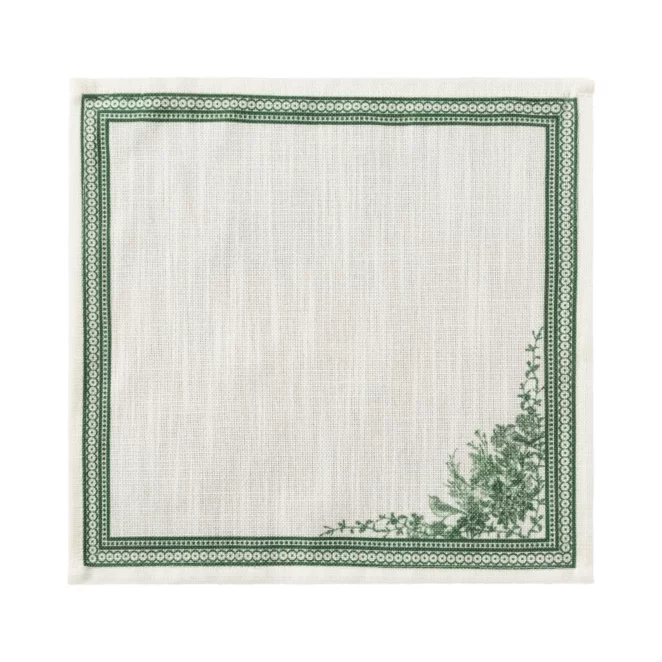 Komplet serwetek 6 szt.  naturalno, zielonych z roślinnym wzorem 30x30 cm SUMMER - kolekcja FOREST SUMMER