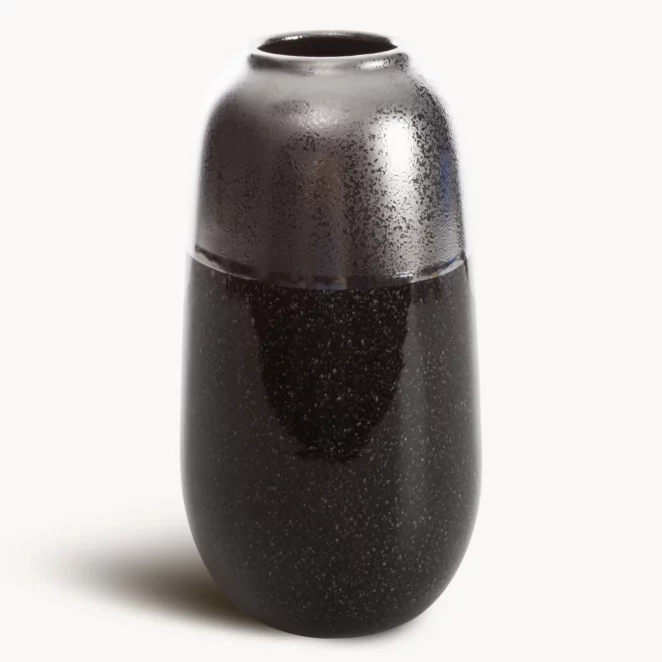 Wazon ceramiczny srebrno-stalowy 17x17x31 cm  LEO