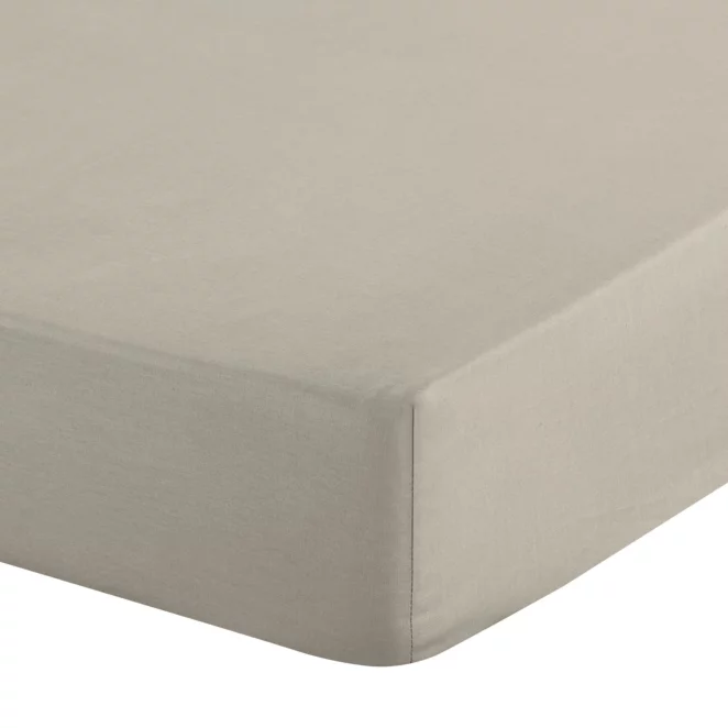 Prześcieradło z gumką 220x200 cm z bawełny kolor beżowy 105 g/m2 BASIC