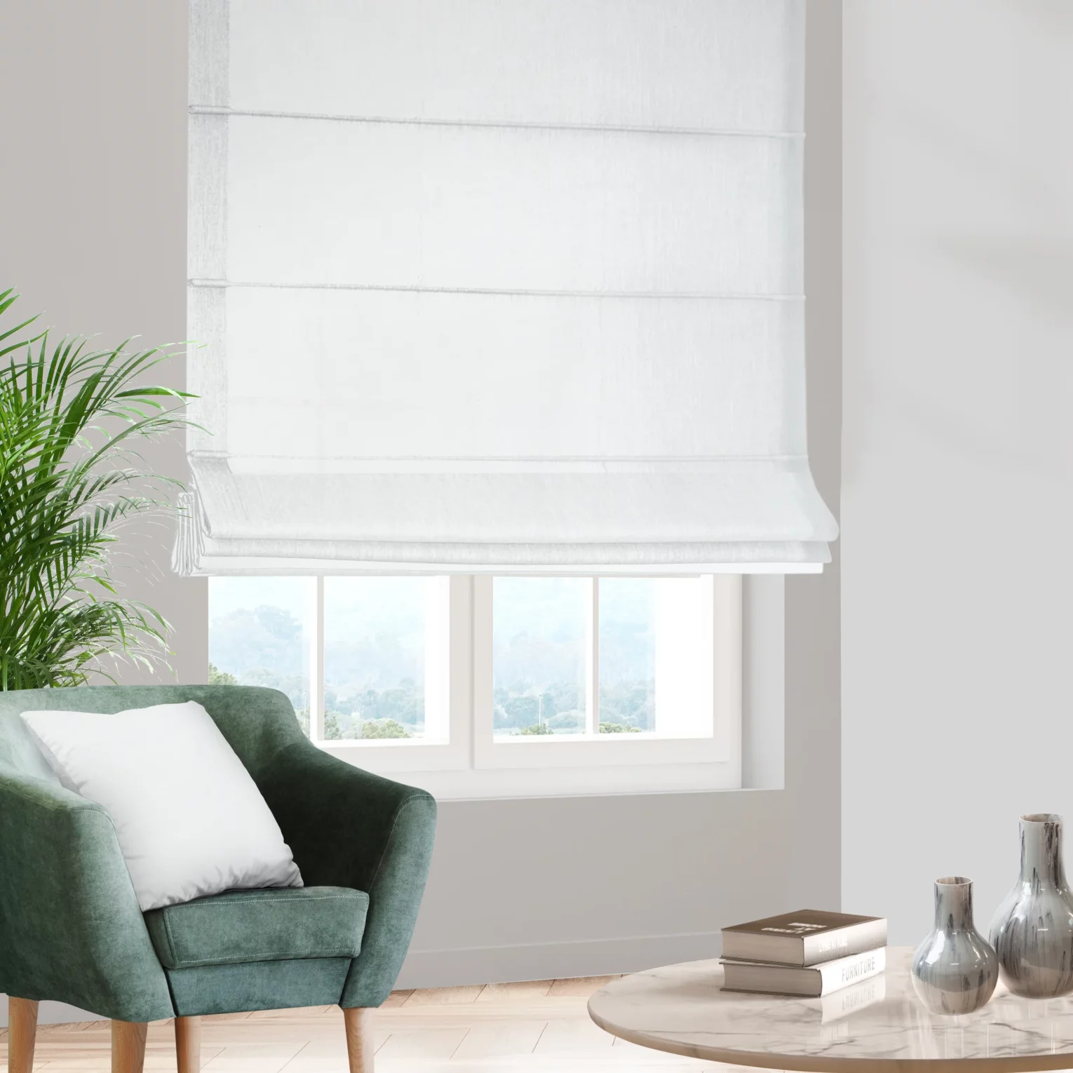 Roleta rzymska naturalna z tkaniny typu Blackout zaciemniającej w 100%