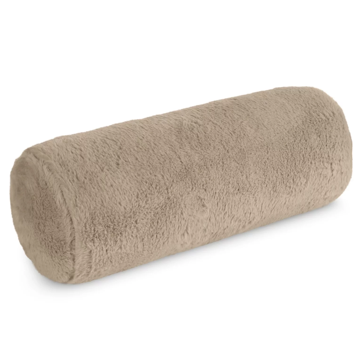 Poduszka wałek 15x45 cm jasnobeżowa z miękkiej futrzanej tkaniny  NINA