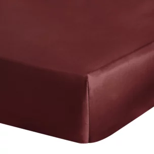 Prześcieradło gładkie z gumką 140x200 cm z satyny bawełnianej kolor burgundowy 125 g/m2 NOVA 3