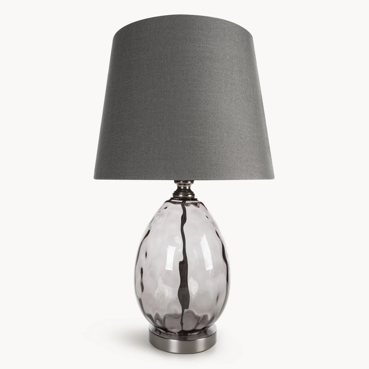 Lampa stołowa nocna grafitowa z podstawą z dymionego szkła 30 x 59 cm MAYA