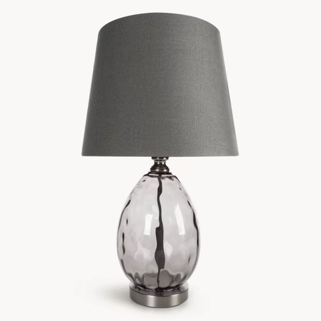 Lampa stołowa nocna grafitowa z podstawą z dymionego szkła 30 x 59 cm MAYA