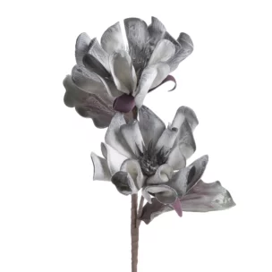 Kwiat sztuczny magnolii srebrny z plastycznej pianki foamiran 72 cm