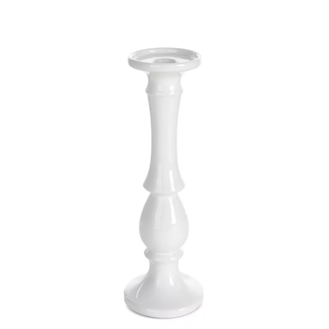 Świecznik ceramiczny dekoracyjny biały  o prostym kształcie średnica 10x32 cm JOLY