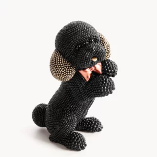Figurka czarno-złota pies  o drobnym strukturalnym wzorze 10x7x15 cm ELDO