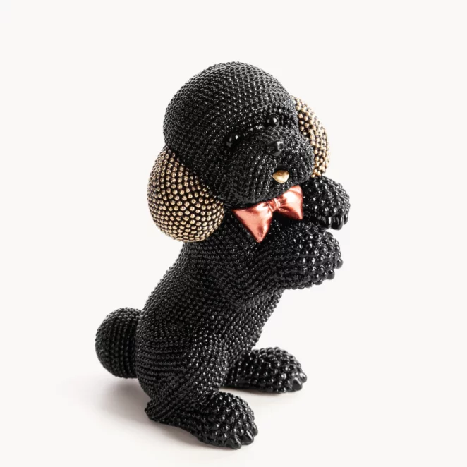 Figurka czarno-złota pies o drobnym strukturalnym wzorze 10x7x15 cm ELDO