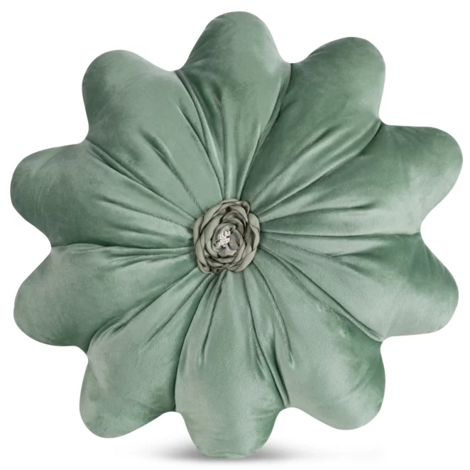 Poduszka w kształcie kwiatka o średnicy 40 cm welwetowa szałwiowa FLORES 5