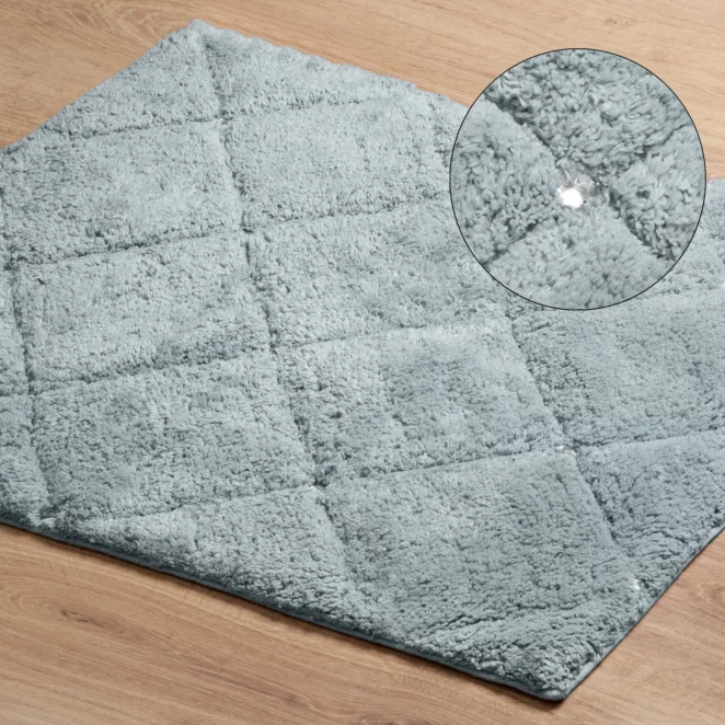 Dywanik łazienkowy bawełniany zdobiony geometrycznym wzorem z kryształkami 60x90 cm CHIC