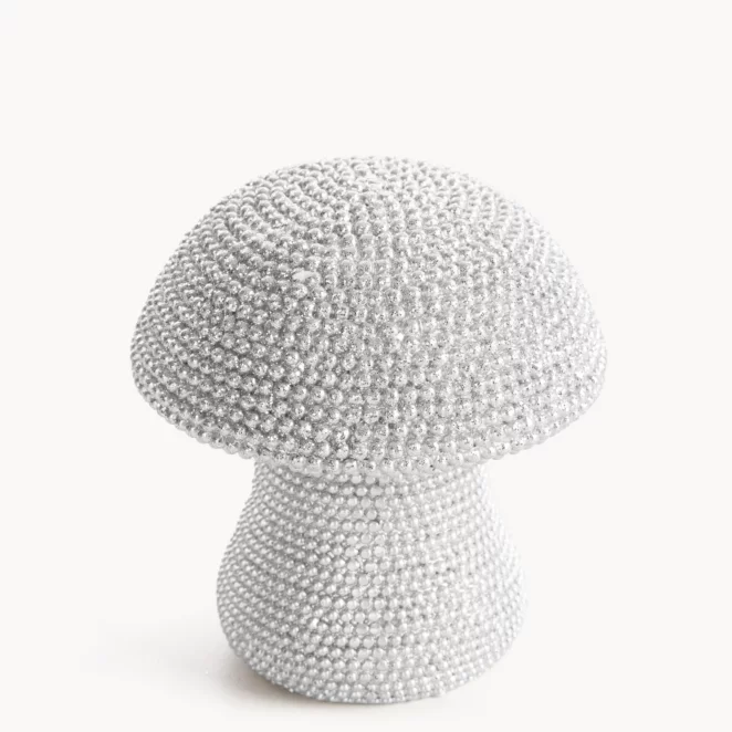 Figurka srebrna grzybek  o drobnym strukturalnym wzorze średnica 8x9 cm  ELDO