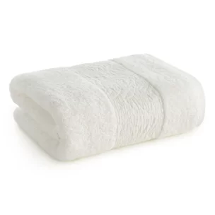 Ręcznik kąpielowy z bawełny 70x140 cm kolor pudrowy róż z wytłaczanym roślinnym motywem ALBA