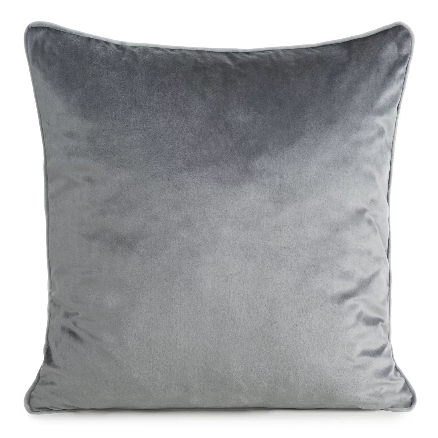 Poszewka na poduszkę 45x45 cm welwetowa kolor stalowy o delikatnym połysku z ozdobną lamówką GAJA 2