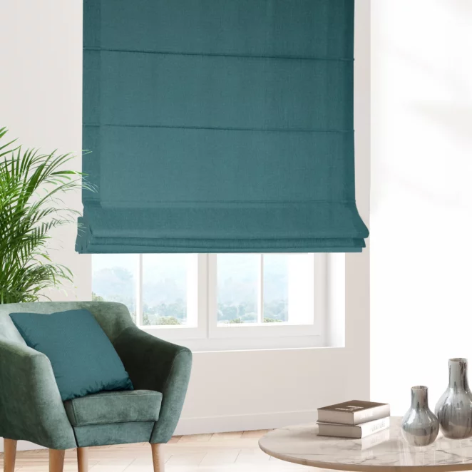 Roleta rzymska petroa z tkaniny o naturalnym splocie z efektem melanżu