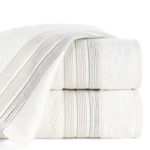 Ręcznik do rąk 30x50 cm bawełniany kolor kremowy w poziome paseczki 500 g/m2 VERANO