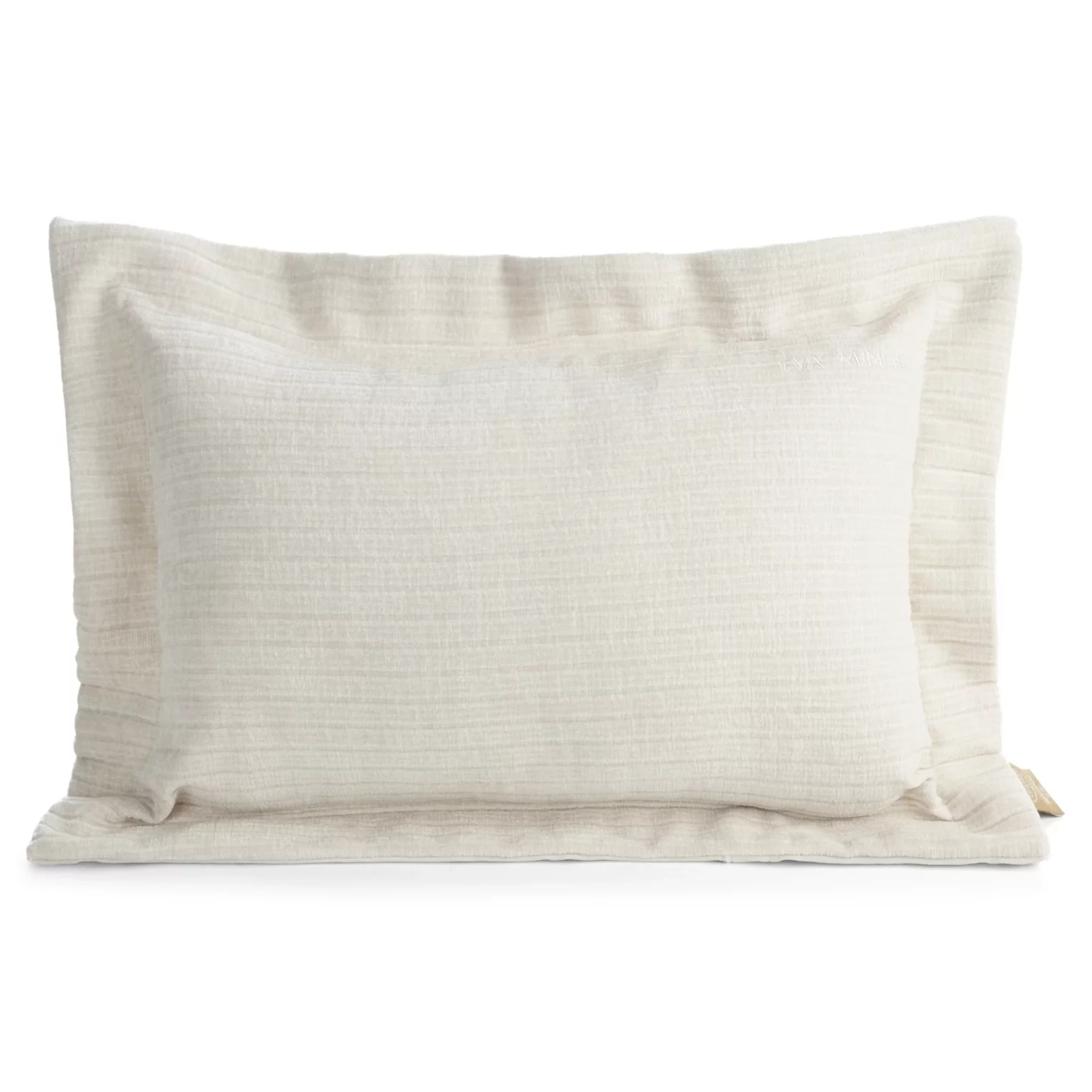 Poszewka na poduszkę  40x60 cm z szenilowej tkaniny kremowa w drobne prążki Eva Minge Elegante