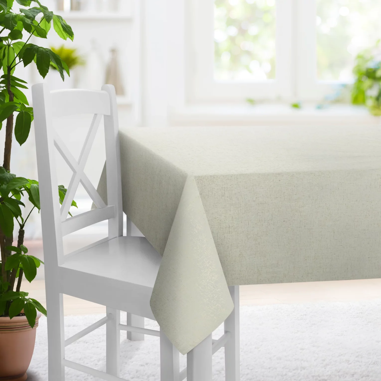 Obrus na wymiar naturalny z tkaniny blackout zaciemniającej w 100% o naturalnej strukturze