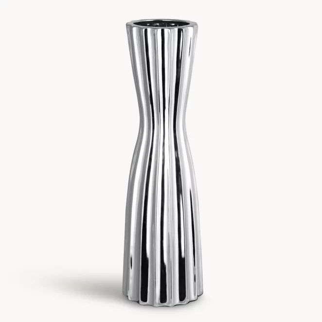 Wazon srebrny dekoracyjny w minimalistycznym stylu średnica 14x46 cm LEILA