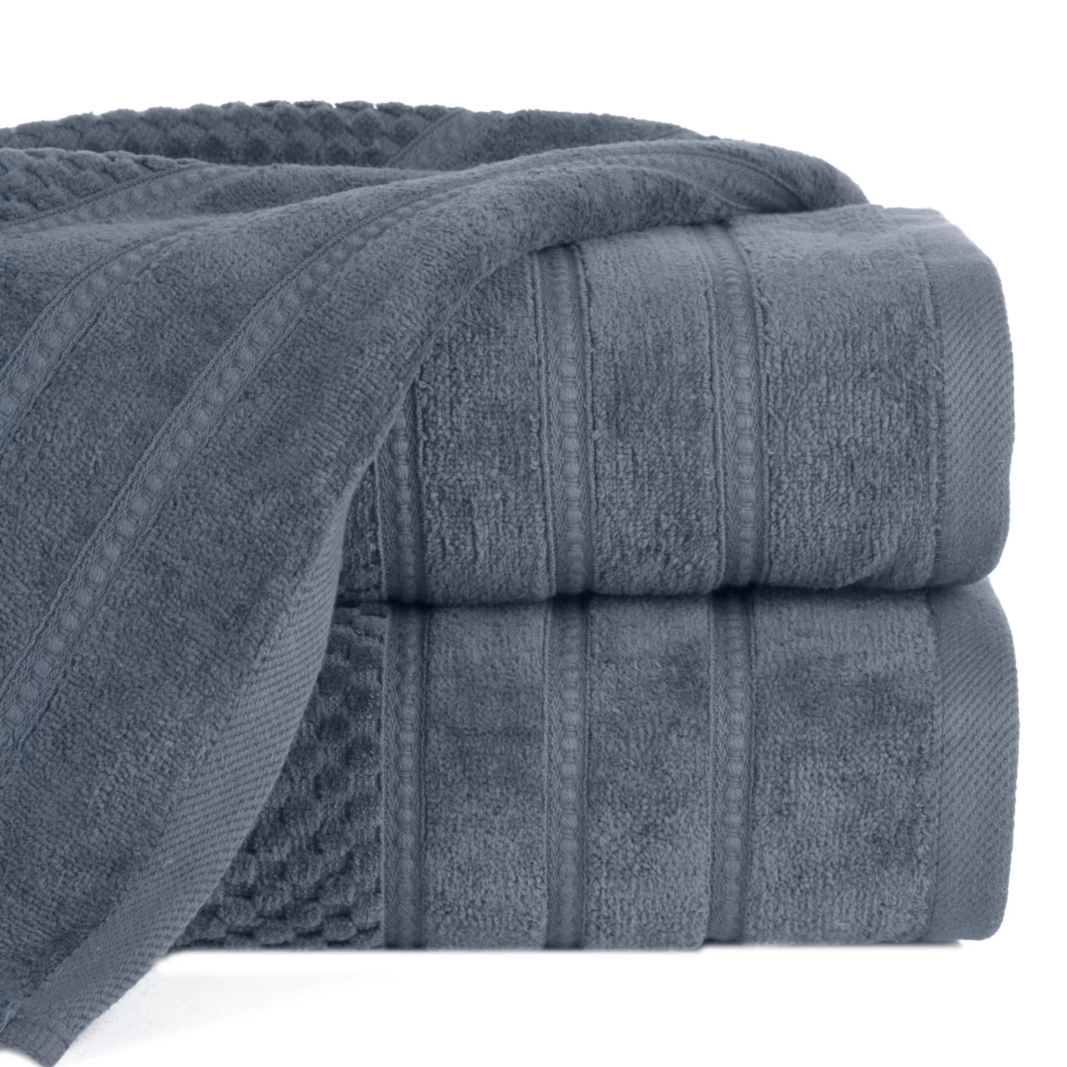 Ręcznik kąpielowy 50x90 cm bawełniany kolor stalowy z ozdobną bordiurą w paseczki 500 g/m2 ADORE