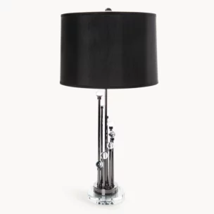 Lampa stołowa do pokoju czarna zdobiona kryształkami 38 x 75 cm ISLA