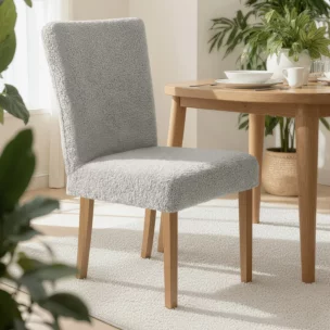Pokrowiec na krzesło srebrny wodoodporny  o strukturze boucle Design 91