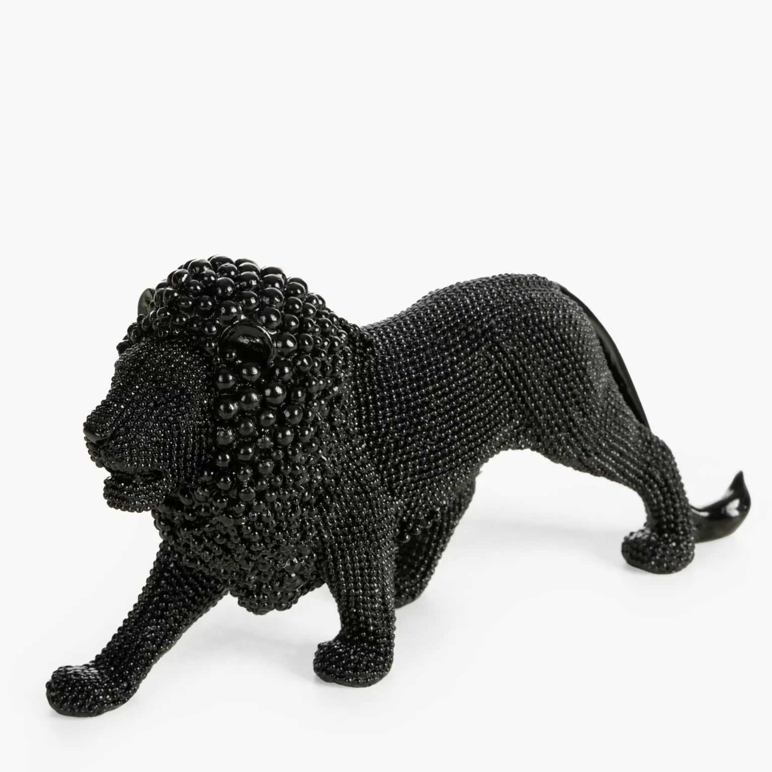 Figurka czarna w kształcie Lwa o drobnym strukturalnym wzorze 23x6x12 cm ELDO 3