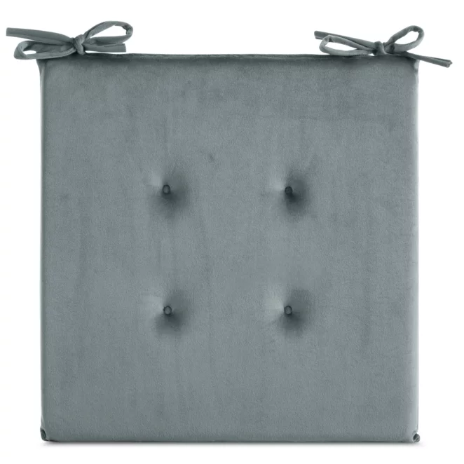 Poduszka na krzesło 40 x 40 x 3 cm  welwetowa morska z ozdobnym pikowaniem i praktycznymi troczkami GAJA
