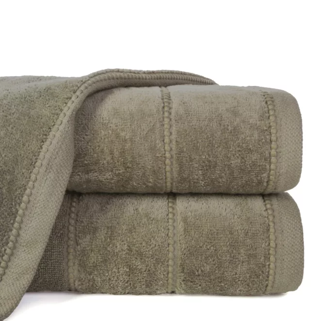 Ręcznik do rąk 30x50 cm bawełniany kolor jasnobrązowy z welwetową bordiurą 500 g/m2 JESSI