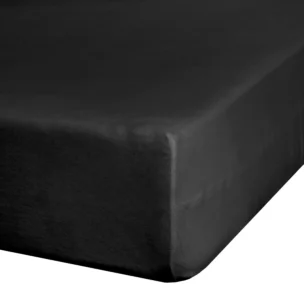 Prześcieradło jersey z gumką 90x200 cm z bawełny kolor czarny 140 g/m2