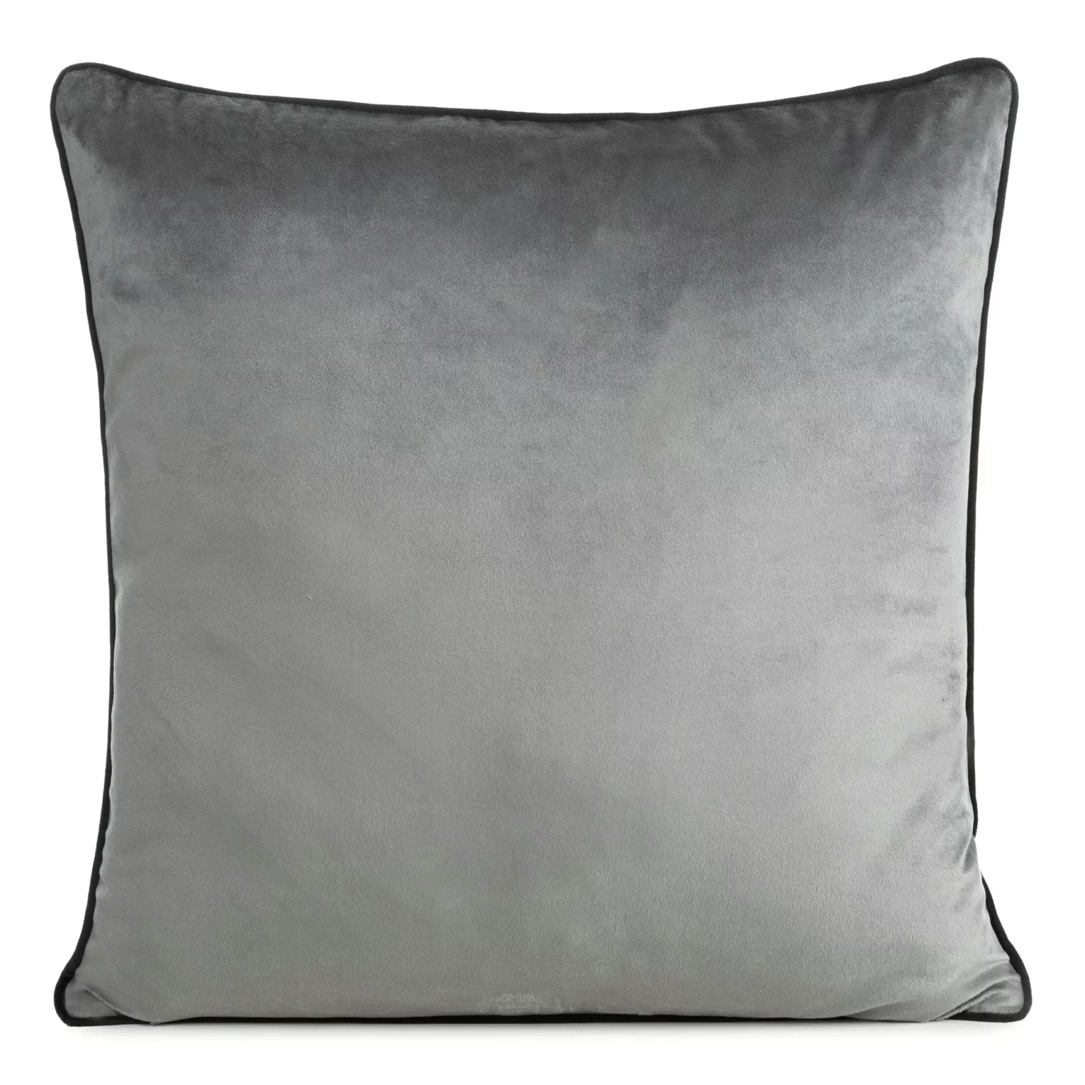 Poszewka na poduszkę 60x60 cm welwetowa kolor stalowy o delikatnym połysku z ozdobną lamówką GAJA 2