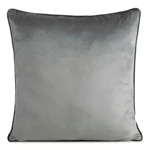 Poszewka na poduszkę 60x60 cm welwetowa kolor stalowy o delikatnym połysku z ozdobną lamówką GAJA 2
