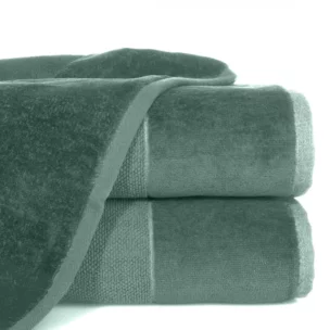 Ręcznik kąpielowy 50x90 cm bawełniany kolor ciemnomiętowy z bordiurą z weluru 500 g/m2 LUCY