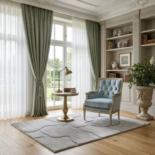 Dywan 200x290 cm srebrny wytłaczany z organicznym wzorem ALBA5