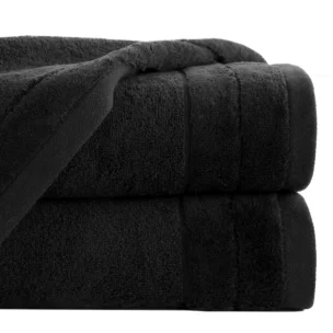 Ręcznik kąpielowy 50x90 cm bawełniany kolor czarny z welwetową bordiurą 500 g/m2 DAMLA