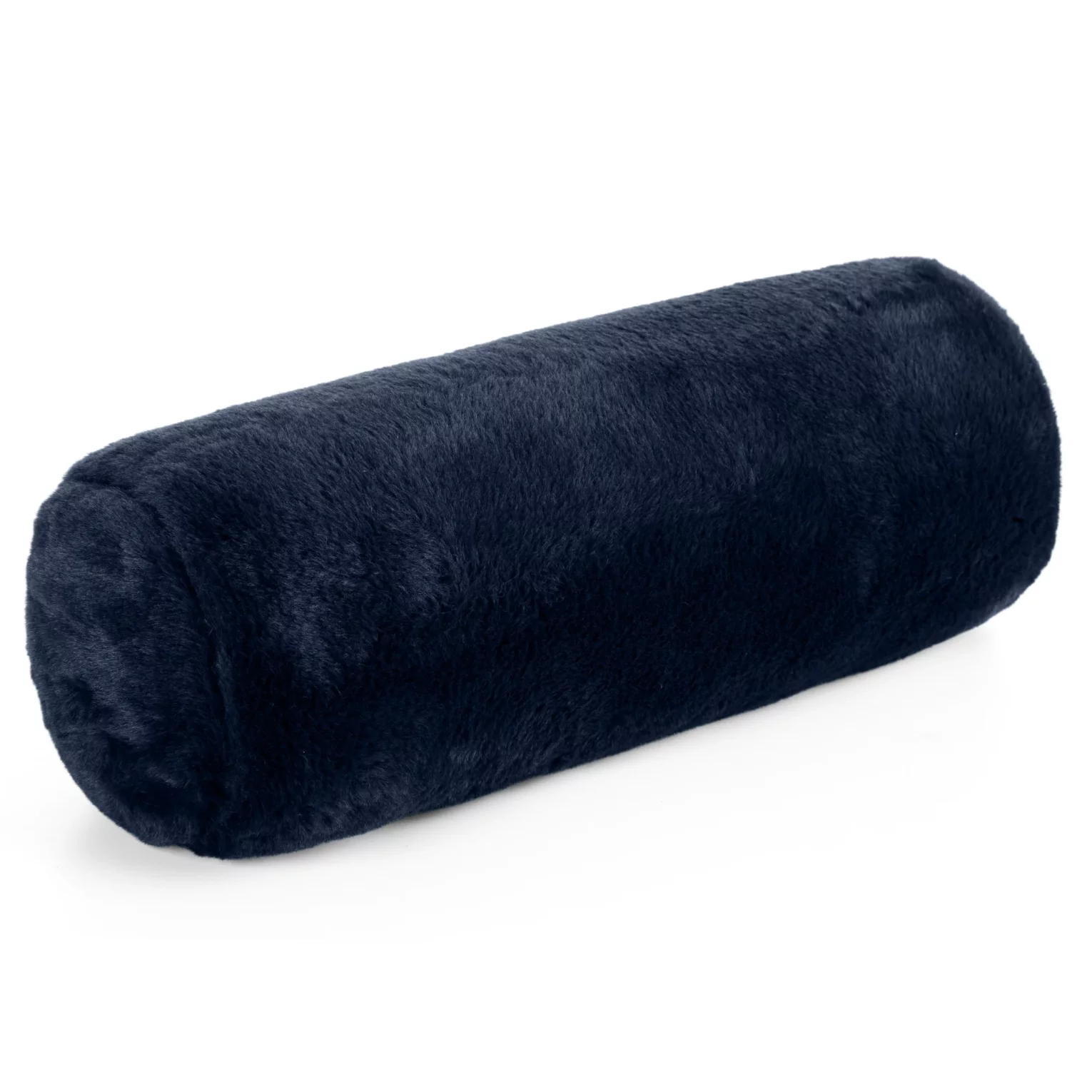 Poduszka wałek 15x45 cm granatowa z miękkiej futrzanej tkaniny  NINA