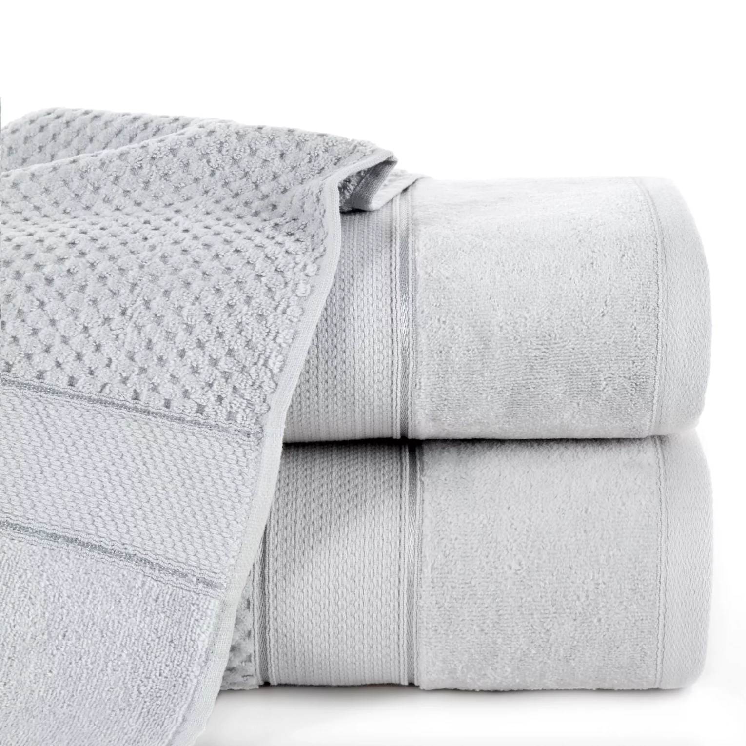 Ręcznik do rąk 30x50 cm bawełniany kolor srebrny z welwetową bordiurą 500 g/m2 JESSI
