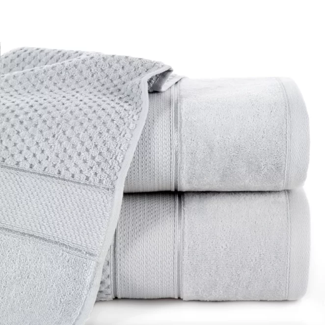 Ręcznik do rąk 30x50 cm bawełniany kolor srebrny z welwetową bordiurą 500 g/m2 JESSI