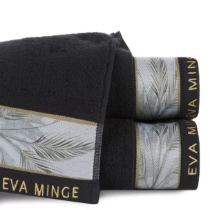 Ręcznik do rąk 30x50 cm bawełniany kolor czarny z designerską bordiurą 500 g/m2 EVA 17 Eva Minge