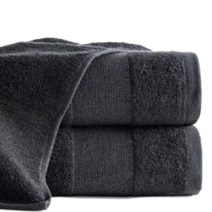 Ręcznik do rąk 30x50 cm bawełniany kolor czarny z ozdobną błyszczącą bordiurą 500 g/m2 ZOJA