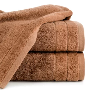 Ręcznik kąpielowy 50x90 cm bawełniany kolor ceglasty z welwetową bordiurą 500 g/m2 DAMLA
